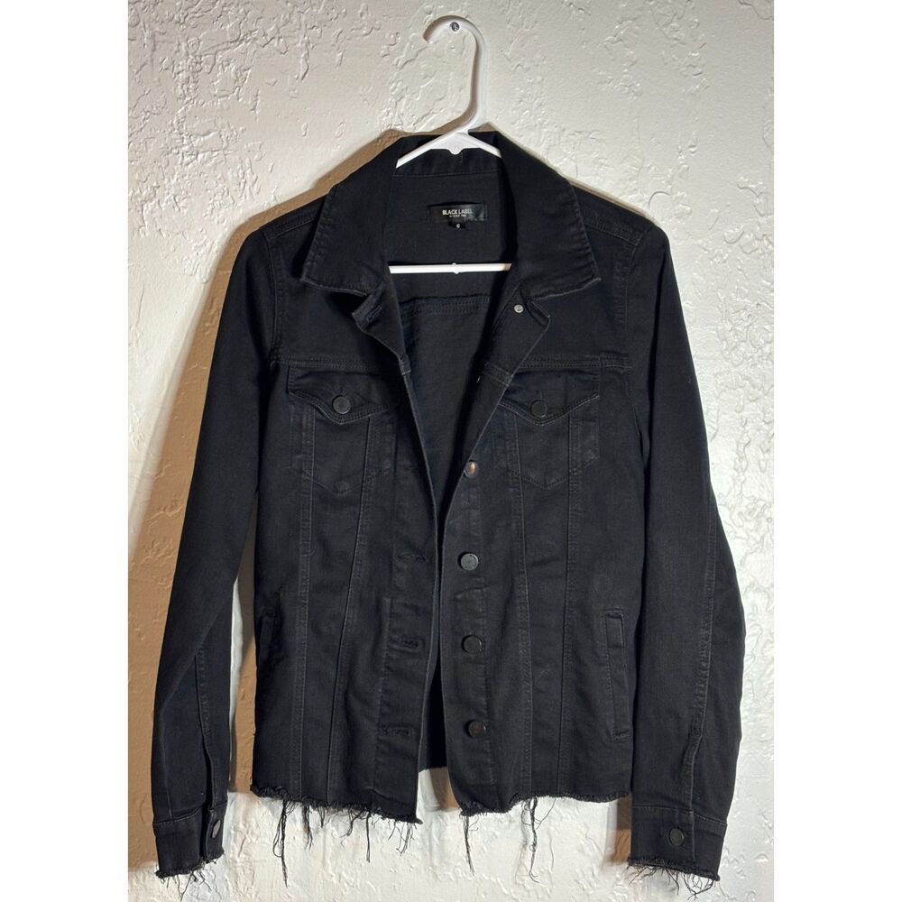 Black Label C'est Toi Black Denim Trucker Jacket Raw Hem Size S